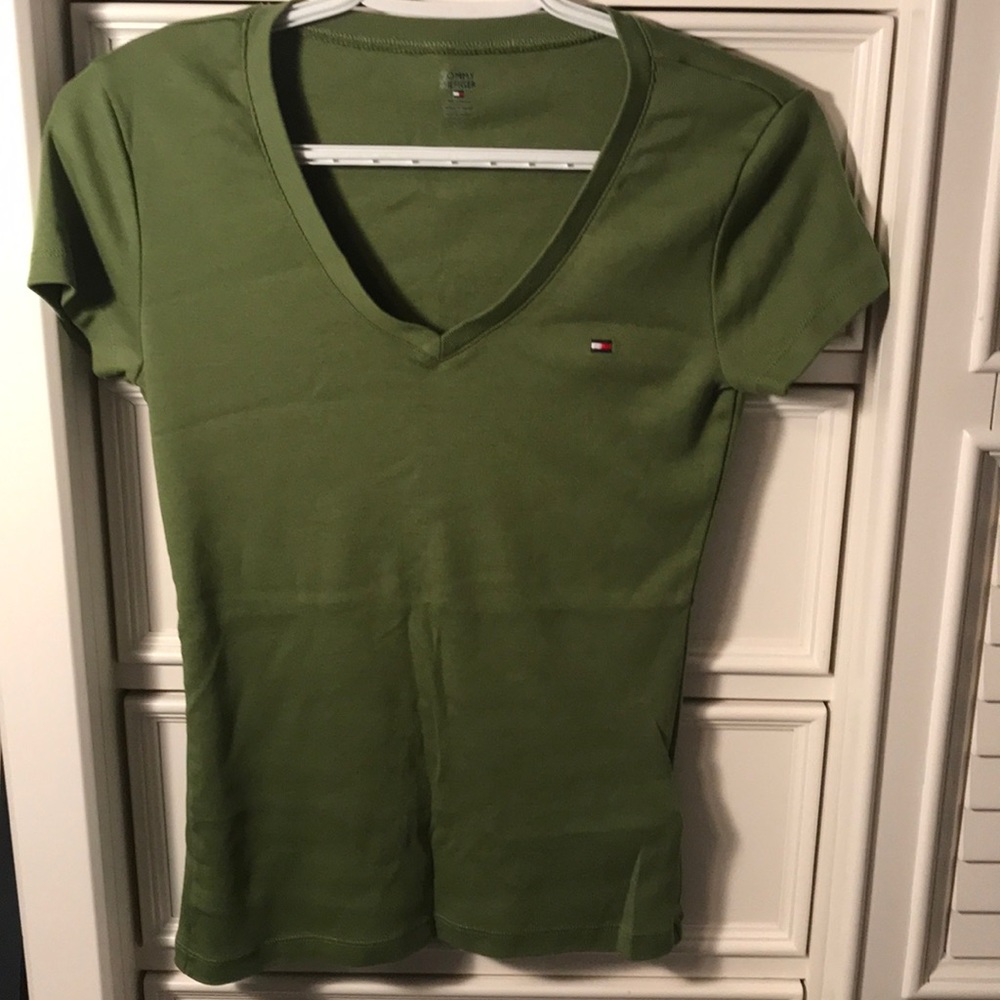 Green Tommy Hilfiger vneck T-shirt